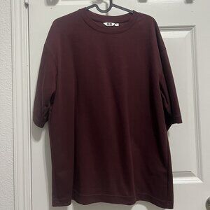 Uniqlo U Airism T Shirt Men’s Wine Red Oversized Tee